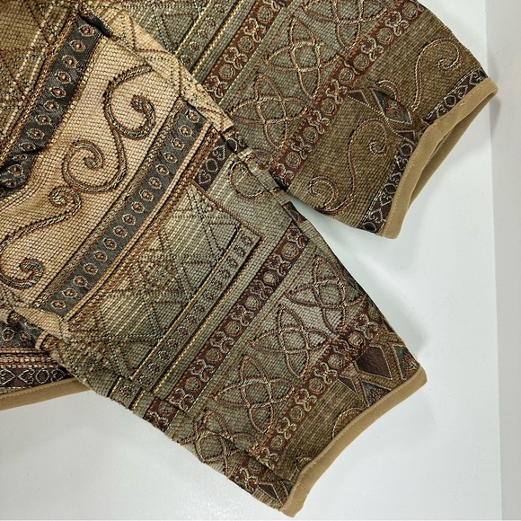 NWOT Dressbarn Woman Brown Paisley Tapestry Zip Up Jacket 2X Unlined - Picture 8 of 8